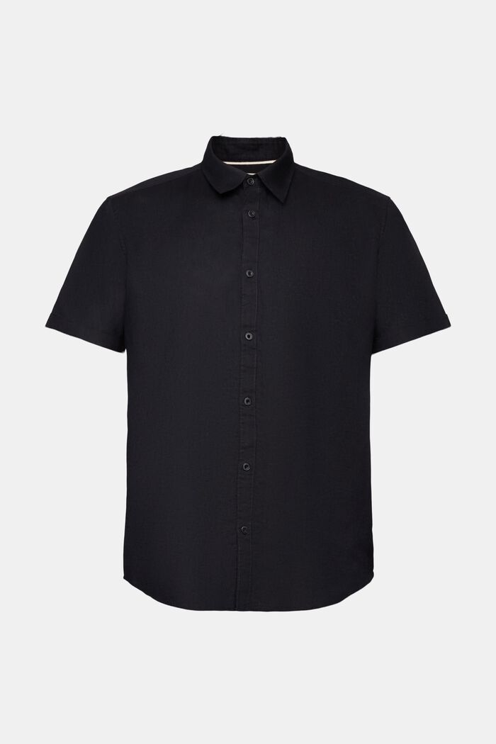 Shirt met korte mouwen van een linnen-katoenmix, BLACK, detail image number 5