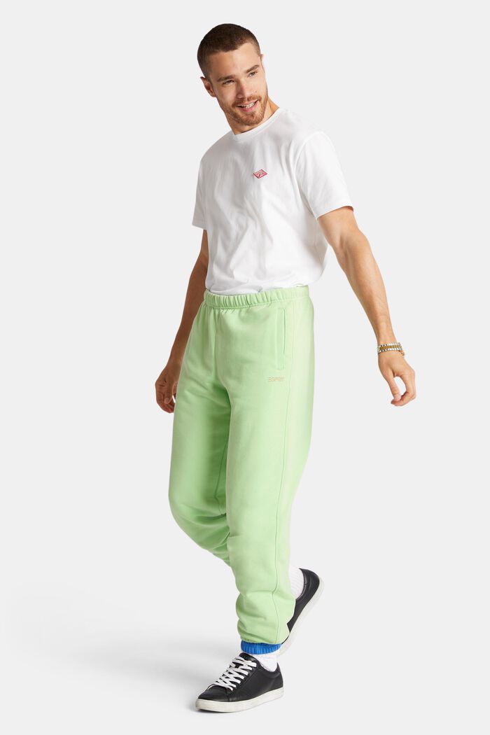 Pantalon de jogging en coton molletonné orné d’un logo, LIGHT GREEN, detail image number 1