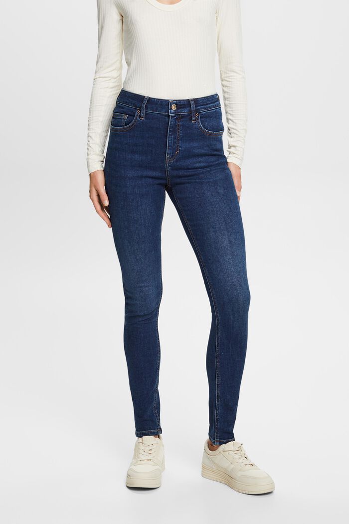 Skinny fit jeans met hoge taille, BLUE LIGHT WASHED, detail image number 0
