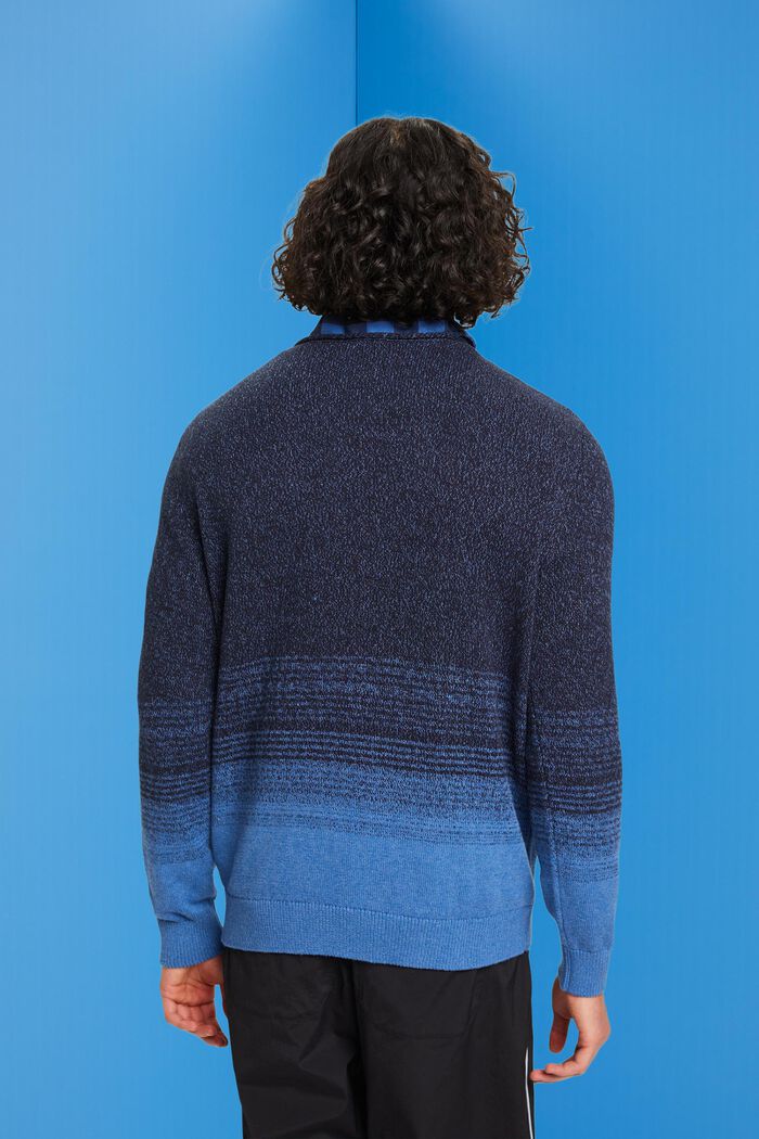 Katoenen trui met kleurverloop, NAVY, detail image number 3