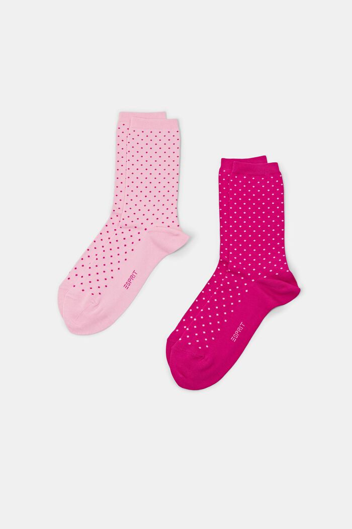 Lot de 2 paires de chaussettes à pois, coton biologique, ROSE / PINK, detail image number 0