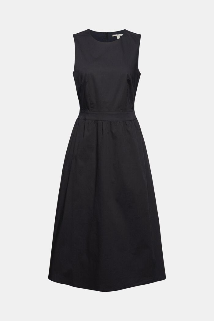 Popeline midi-jurk van biologisch katoen, BLACK, detail image number 6