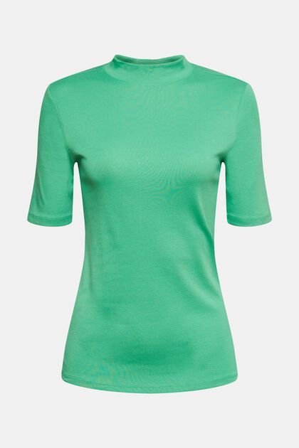 T-shirt met opstaande kraag, GREEN, overview