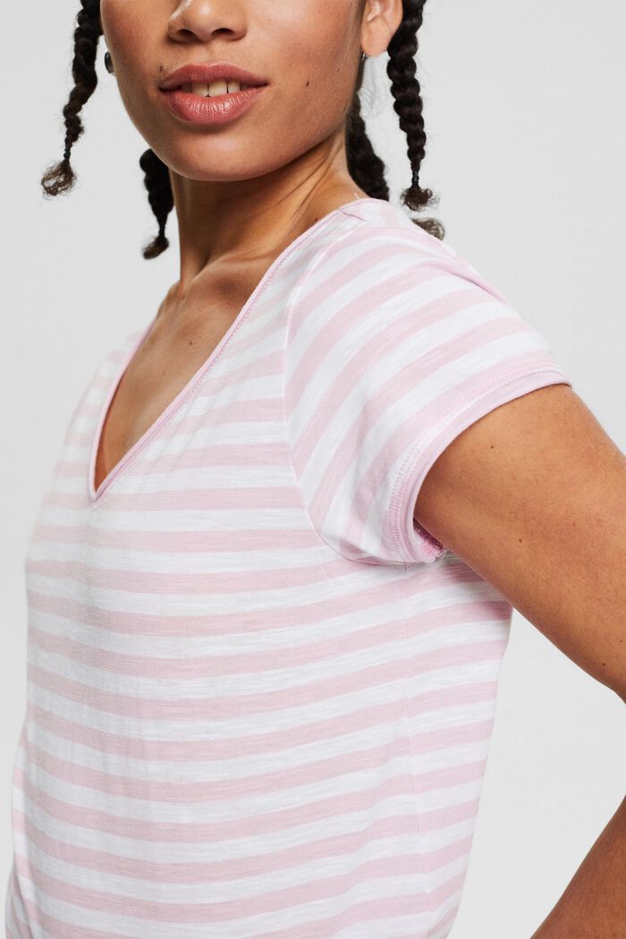 T-shirt à rayures en coton biologique, PINK, detail image number 0