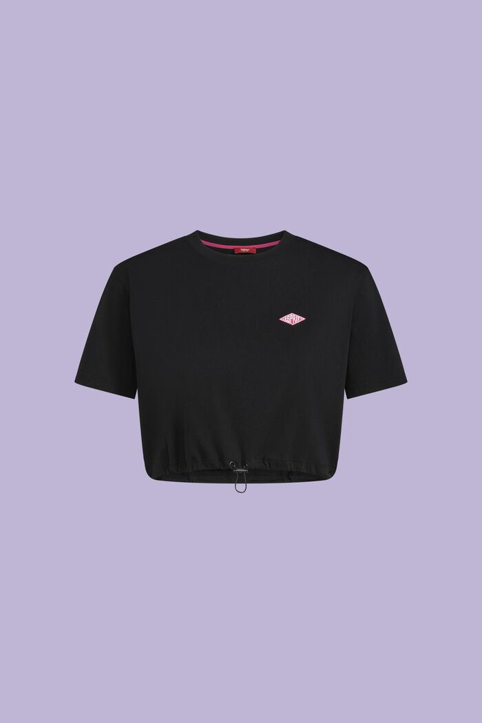 T-shirt court en jersey de coton à logo, BLACK, detail image number 5