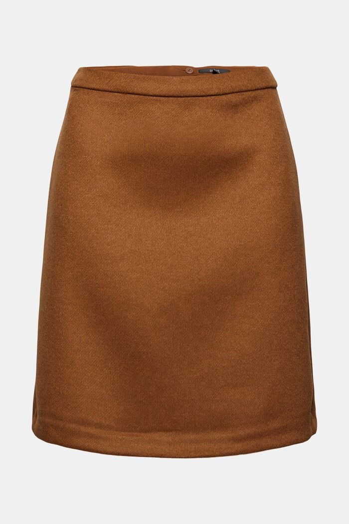 À teneur en laine : la mini-jupe de coupe trapèze, TOFFEE, detail image number 0