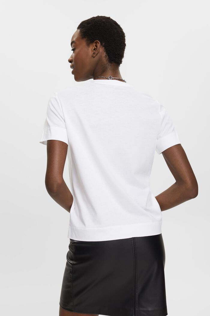 T-shirt à imprimé sur la poitrine, WHITE, detail image number 3