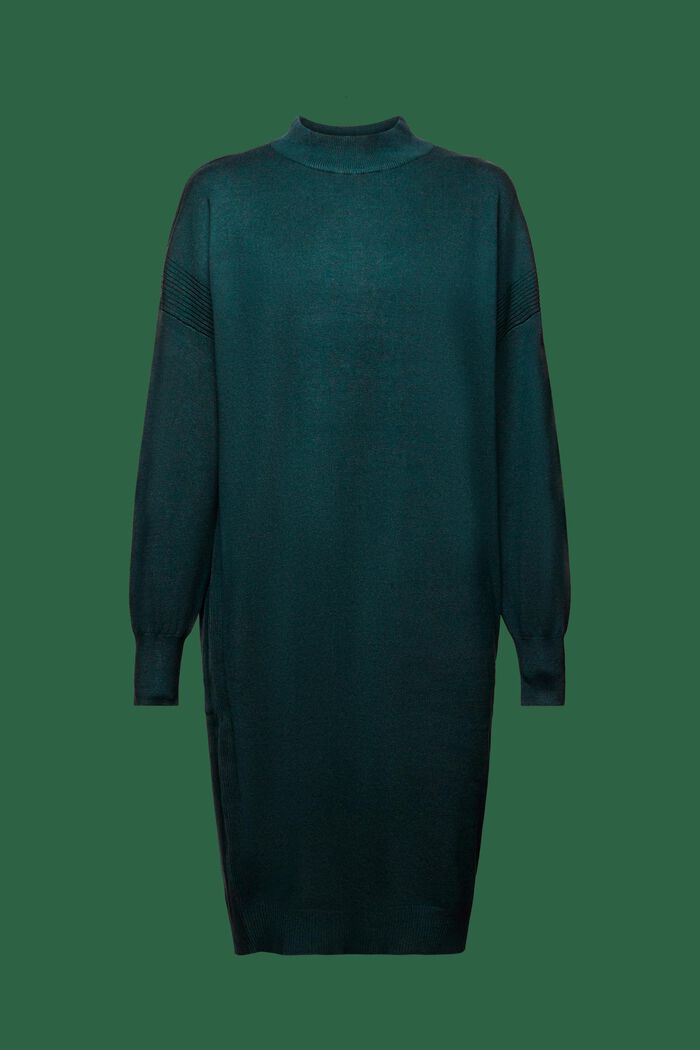 Gebreide jurk met opstaande kraag, EMERALD GREEN, detail image number 6
