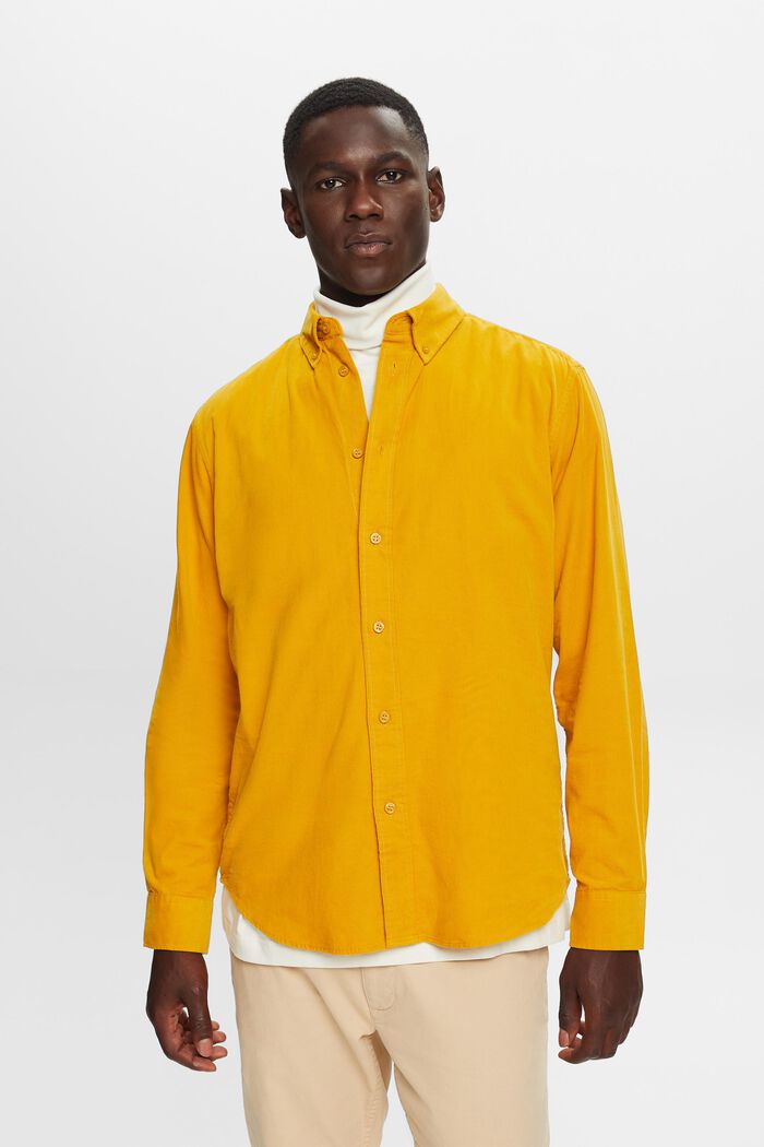 Overhemd van corduroy, 100% katoen, NEW AMBER YELLOW, detail image number 0