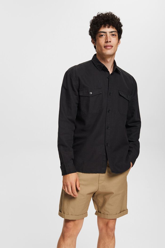En lin mélangé : chemise oversize, BLACK, detail image number 0