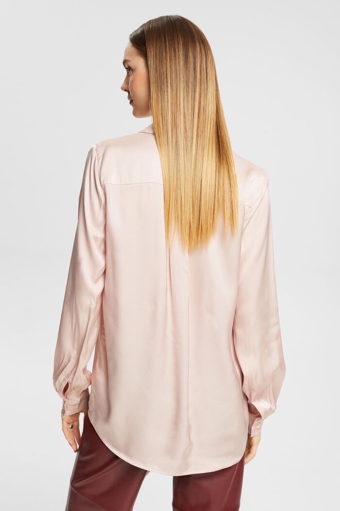 Satijnen blouse met reverskraag, LENZING™ ECOVERO™, NUDE, detail image number 3