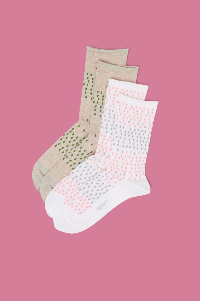 Lot de 2 paires de chaussettes à motif à pois, coton biologique, WHITE/BEIGE, detail image number 0