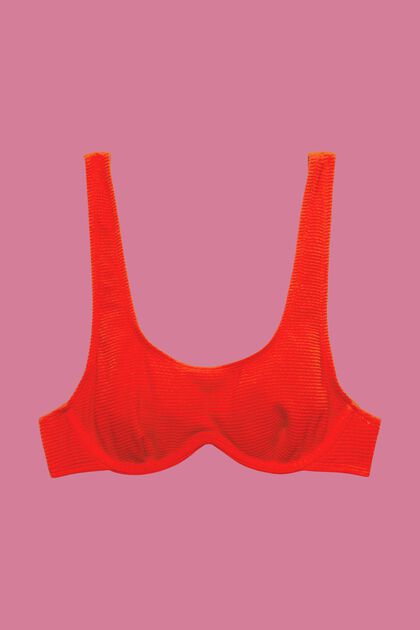 Haut de bikini texturé à armature souple, RED, overview