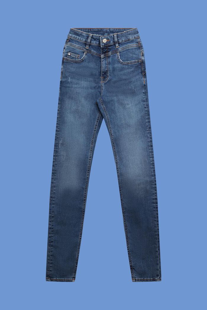 Shaping jeans met hoge taille, BLUE MEDIUM WASHED, detail image number 7