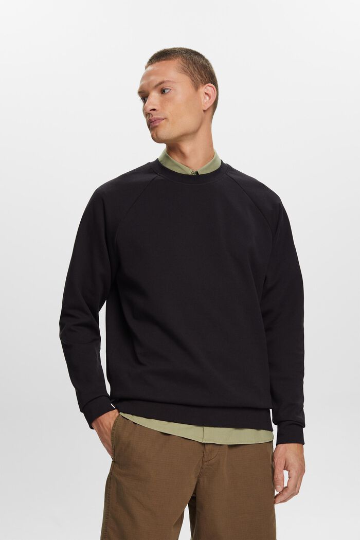 Sweat-shirt basique, en coton mélangé, BLACK, detail image number 0