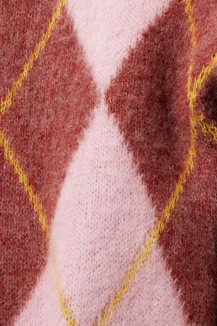 Pull en laine mélangée à losanges, LIGHT PINK, detail image number 5