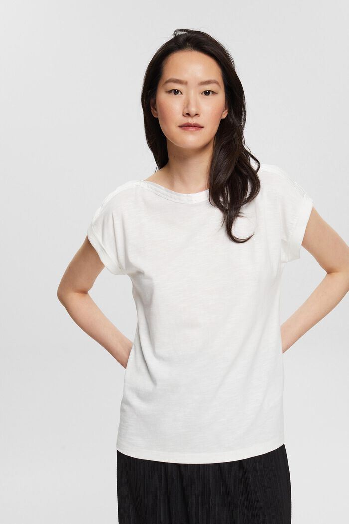 T-shirt à effet mélange de matières, OFF WHITE, detail image number 0