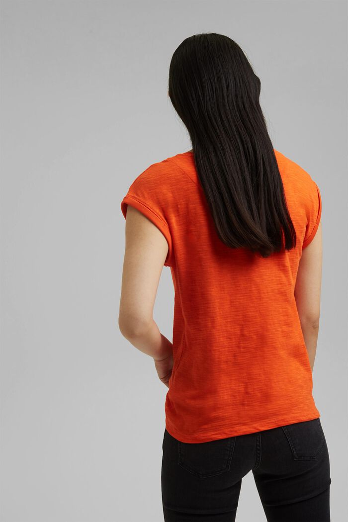 Gerecycled:-shirt met organic cotton, ORANGE RED, detail image number 3