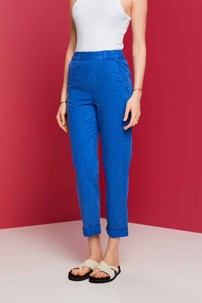 Pull-on cropped chinobroek, BRIGHT BLUE, detail image number 0