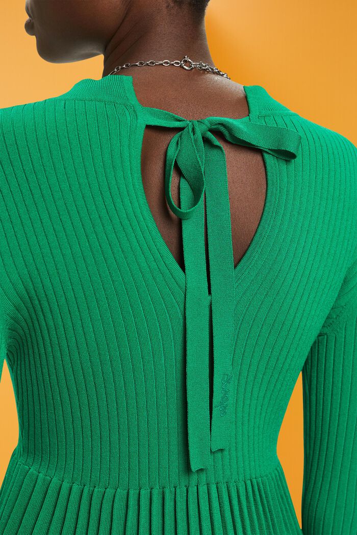 Mini-robe plissée à manches longues et encolure ronde, EMERALD GREEN, detail image number 2