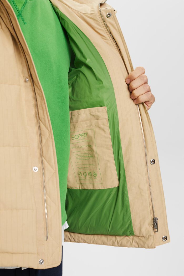 Gewatteerde jas met logo, SAND, detail image number 5