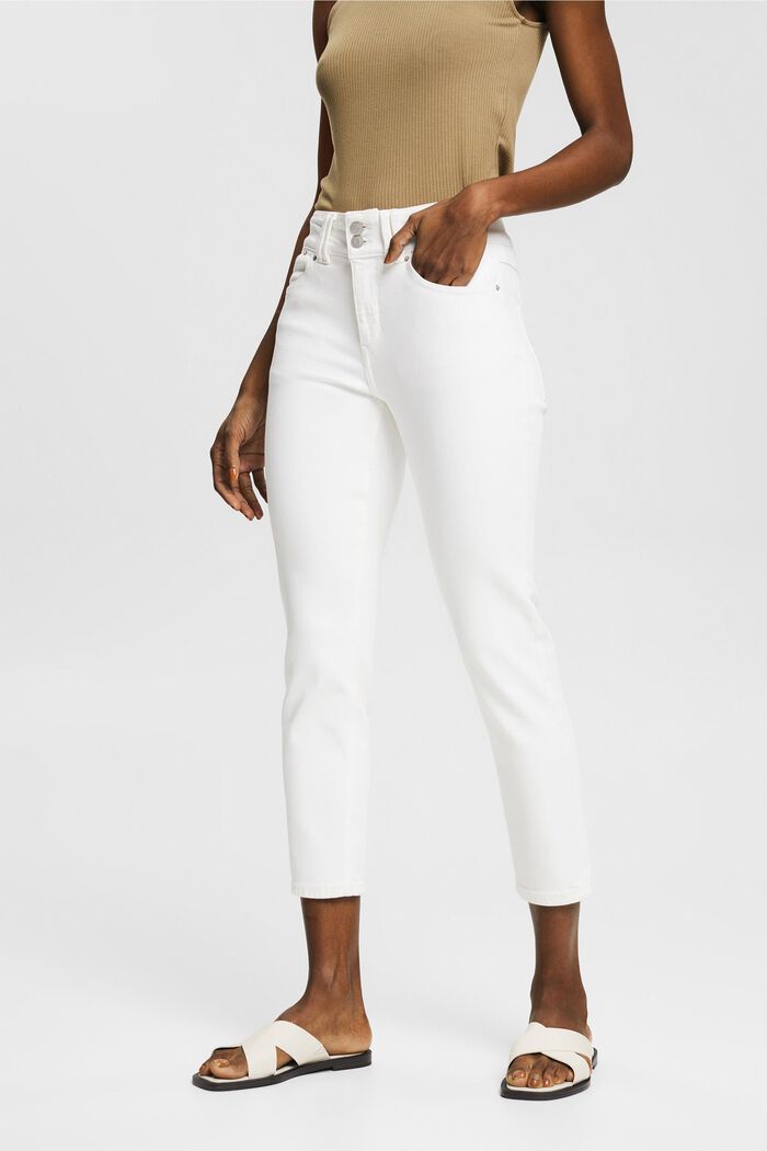 Jeans met hoge taille en stretch, OFF WHITE, detail image number 0