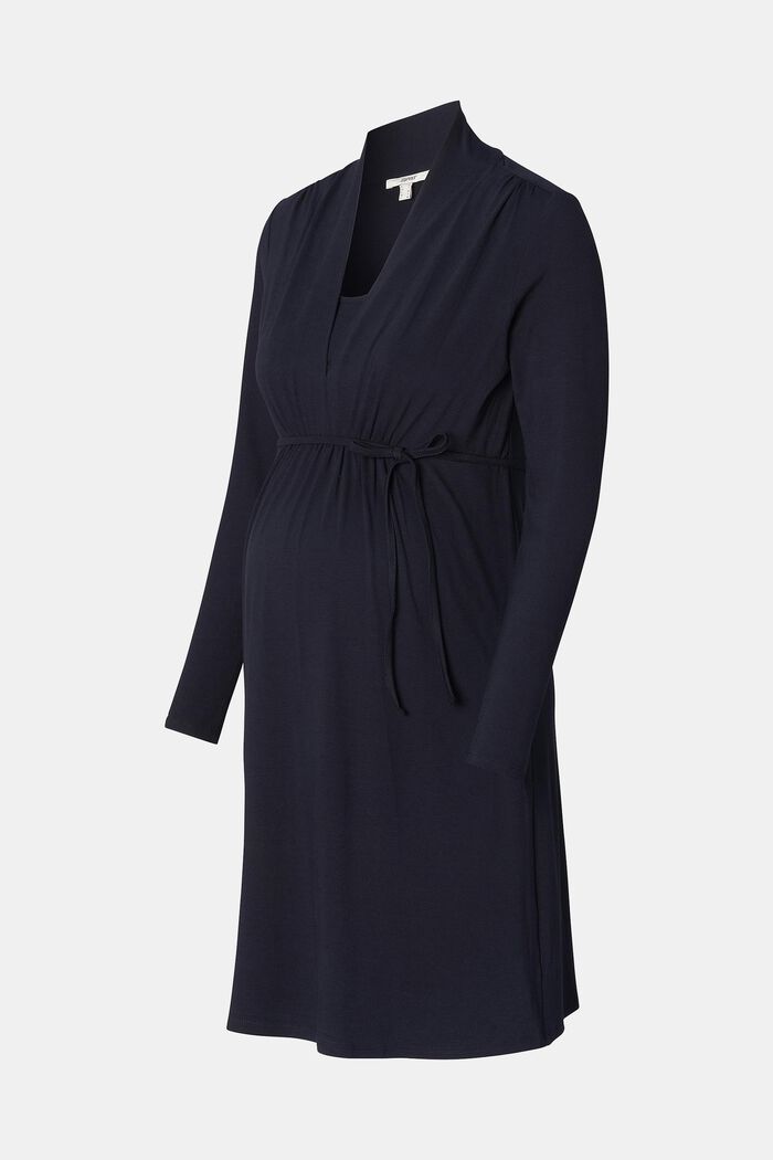 Jersey jurk met V-hals en voedingsfunctie, NIGHT SKY BLUE, detail image number 6