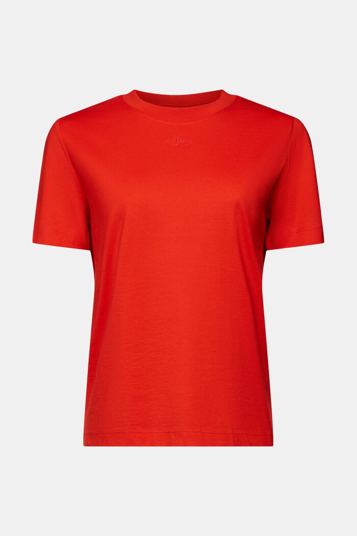 T-shirt met logoborduursel van pimakatoen, RED, detail image number 6