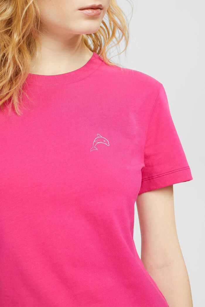 Katoenen T-shirt met dolfijnenprint, PINK FUCHSIA, detail image number 2