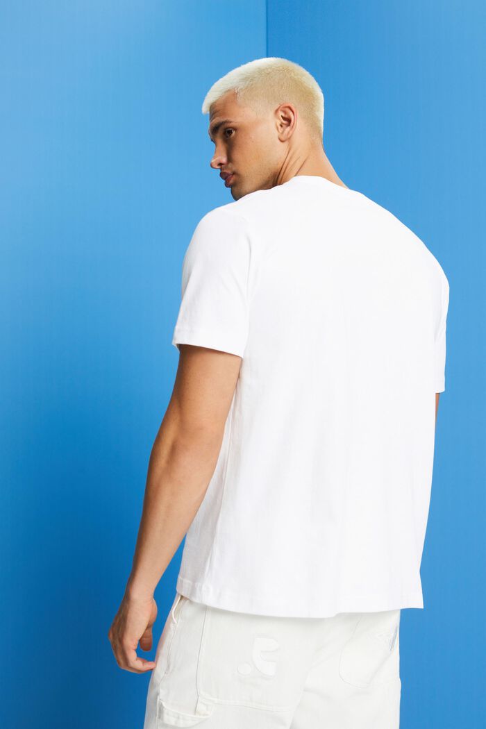T-shirt en coton biologique à imprimé géométrique, WHITE, detail image number 3
