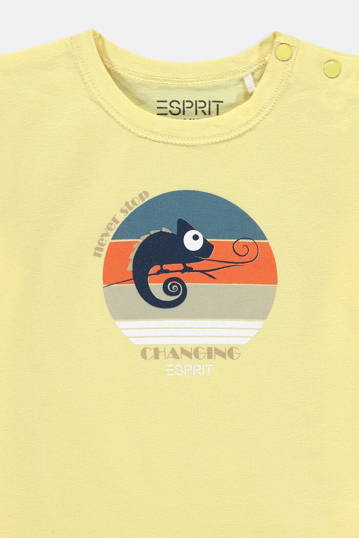T-shirt met kameleonprint, biologisch katoen, BRIGHT YELLOW, detail image number 2