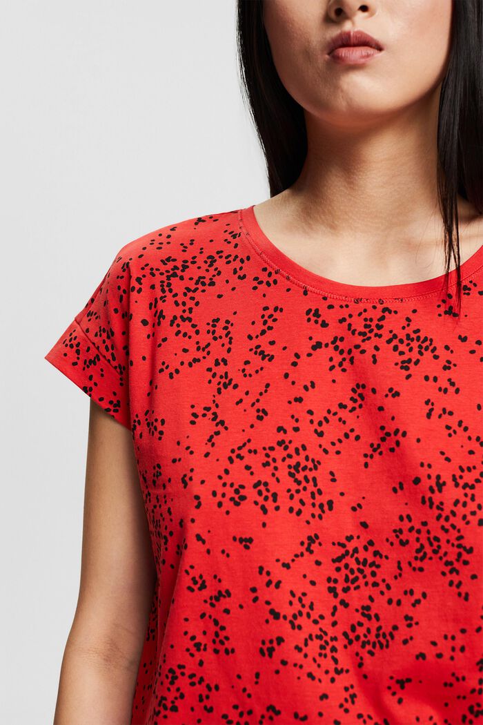 T-shirt met print, 100% katoen, RED, detail image number 0