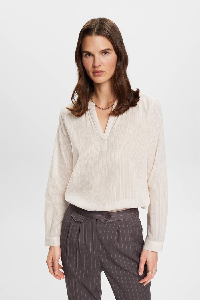 Katoenen blouse met V-hals, PASTEL PINK, detail image number 0