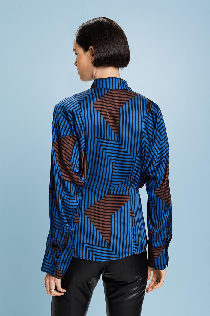 Satijnen blouse met vleermuismouwen, BRIGHT BLUE, detail image number 5
