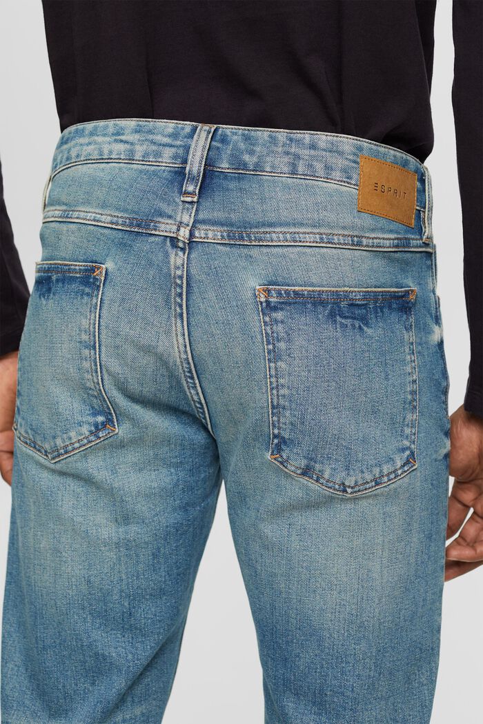 Stone washed slim fit jeans, biologisch katoen, BLUE MEDIUM WASHED, detail image number 4