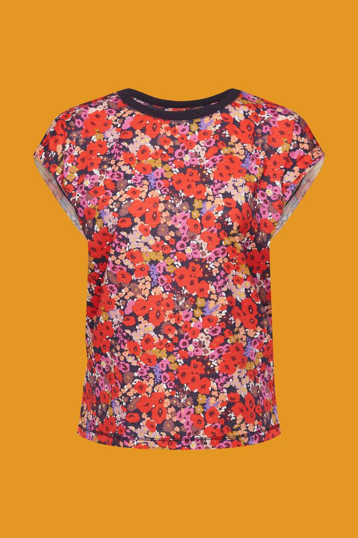T-shirt sans manches à motif à fleurs all-over, NAVY COLORWAY, detail image number 6