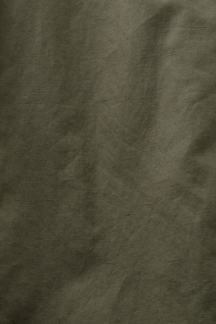 Cropped culotte van katoen en linnen, DARK KHAKI, detail image number 6