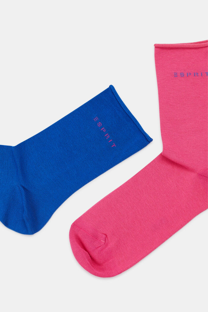 2 paar grofgebreide sokken, BLUE/PINK, detail image number 1