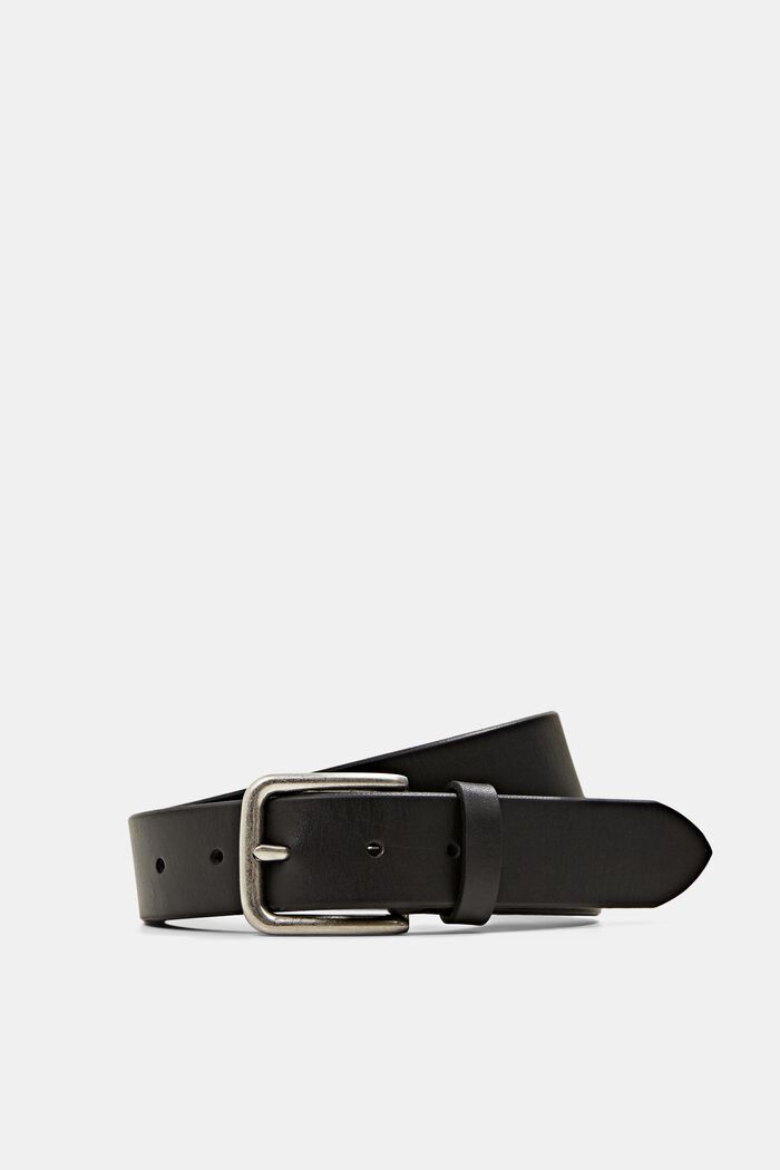 En cuir : la ceinture à boucle rectangulaire, BLACK, detail image number 0