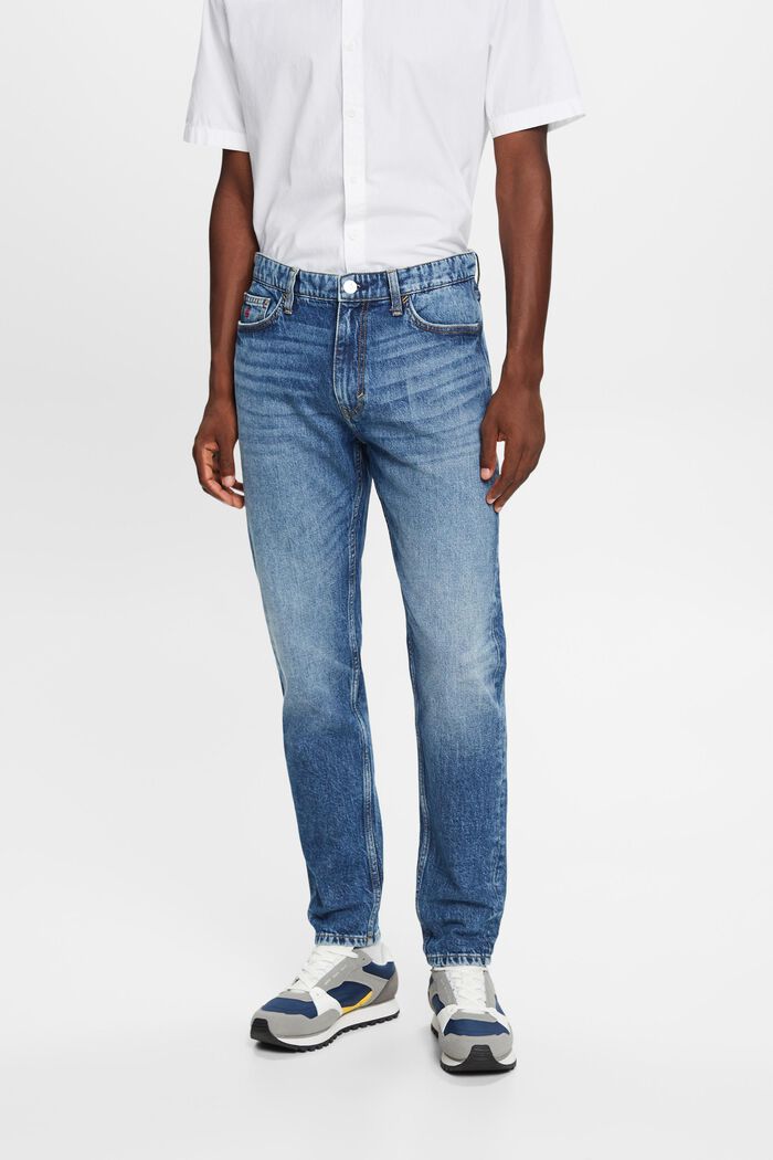 Mid rise regular tapered jeans, BLUE MEDIUM WASHED, detail image number 0