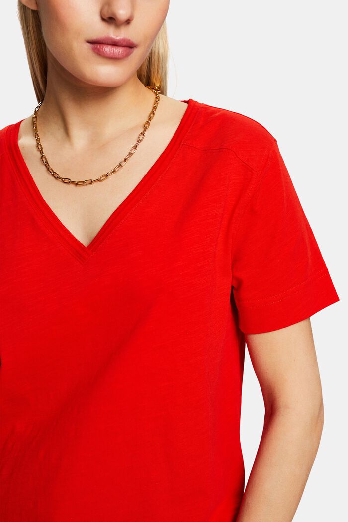 Jersey T-shirt met V-hals, RED, detail image number 2