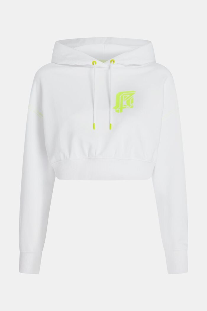 Cropped hoodie met neonkleurig logo