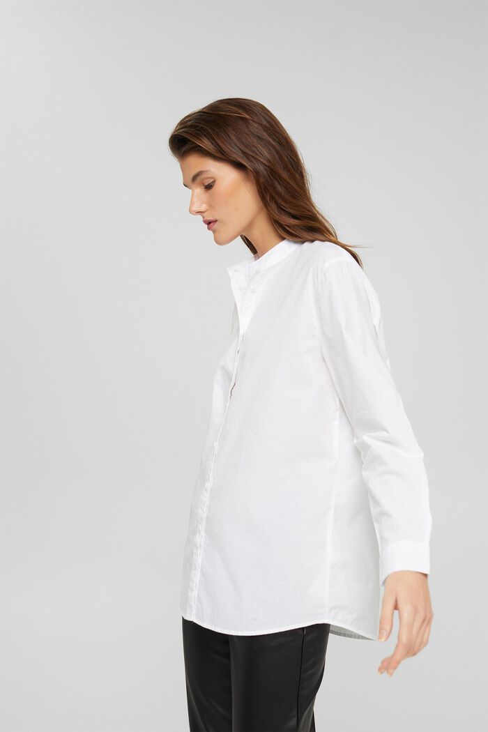Overhemdblouse met opstaande kraag, organic cotton, WHITE, detail image number 5