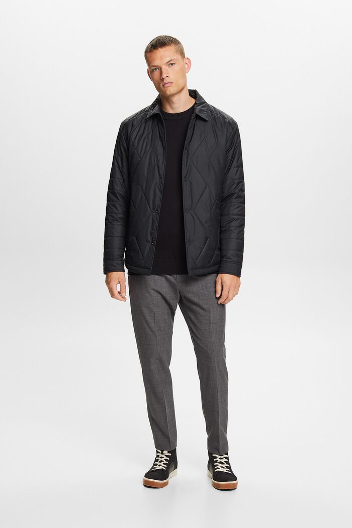 Gerecycled: gewatteerde lichte jas, BLACK, detail image number 1