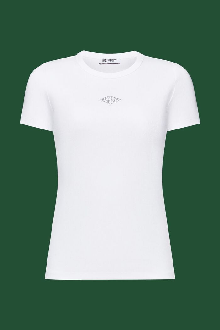 T-shirt à logo en strass, WHITE, detail image number 6