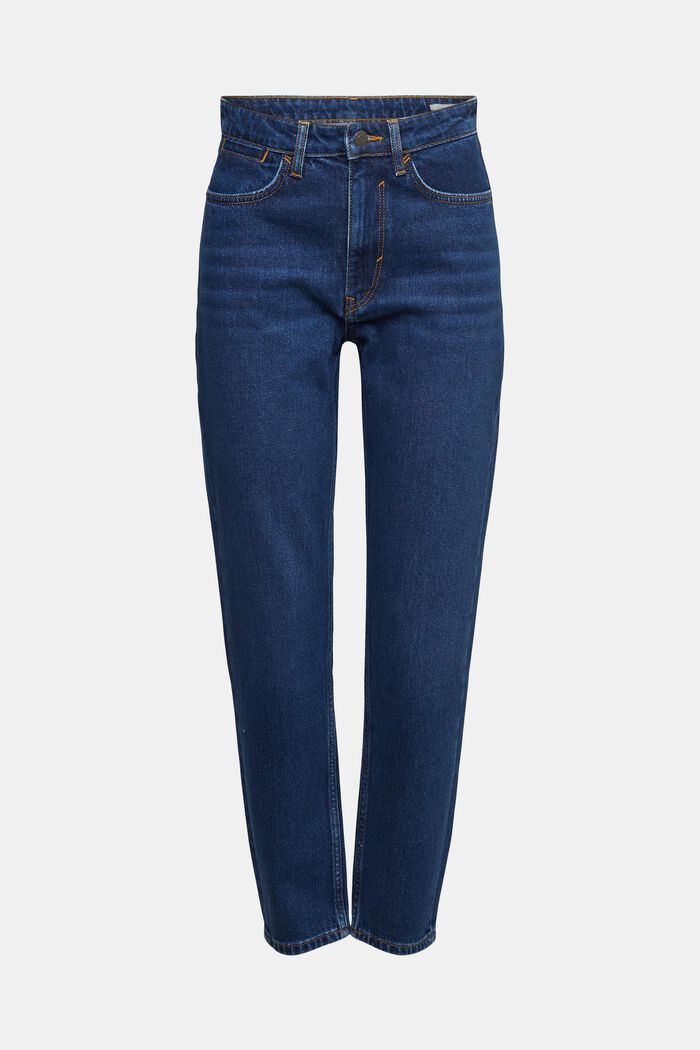 High-rise mom fit jeans, BLUE DARK WASHED, overview