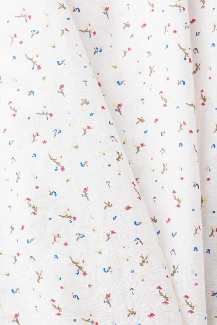 Mouwloze blouse met bloemenprint, van een linnenmix, OFF WHITE, detail image number 4
