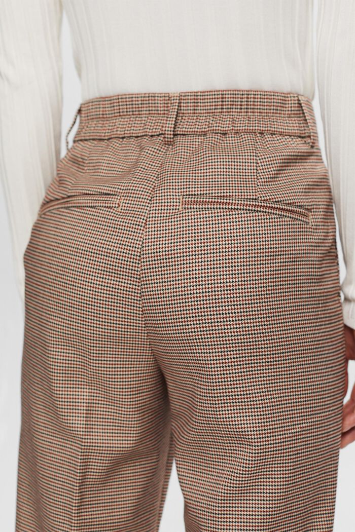 Pied-de-poule broek met wijde pijpen en hoge taille, SAND, detail image number 4
