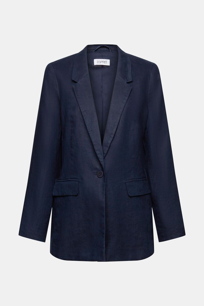 Linnen single-breasted blazer, NAVY, detail image number 7