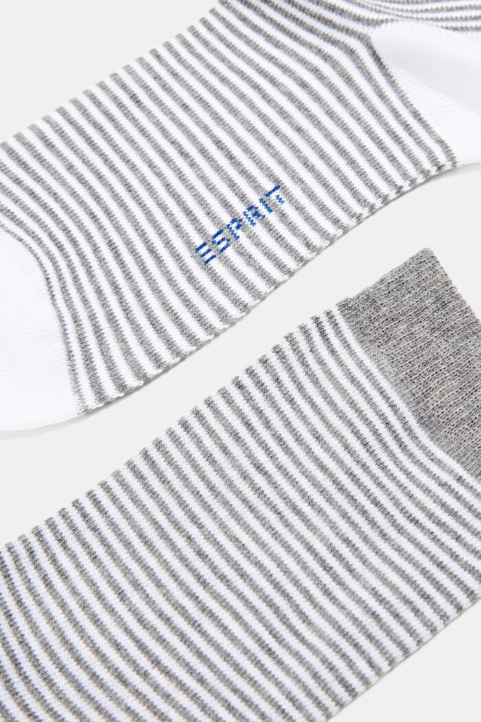 Set van 2 paar gestreepte sokken, organic cotton, GREY/WHITE, detail image number 1